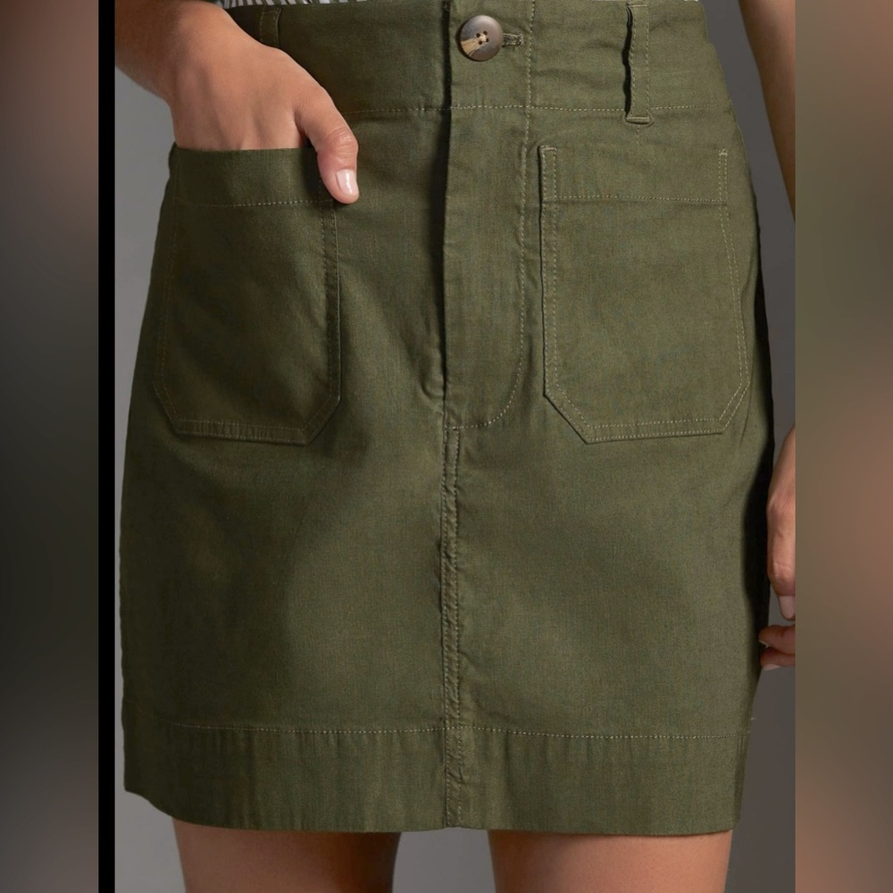 Anthropology‎ Maeve Army Green Skirt Pockets New XSmall
